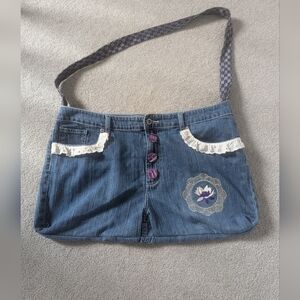 Handmade Bag Made with Recycled Materials & Silk Tie Strap